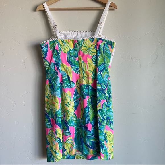 Lily Pulitzer Painted Palms Print Dress with Crochet Overlay Mini Dress - Picture 9 of 9